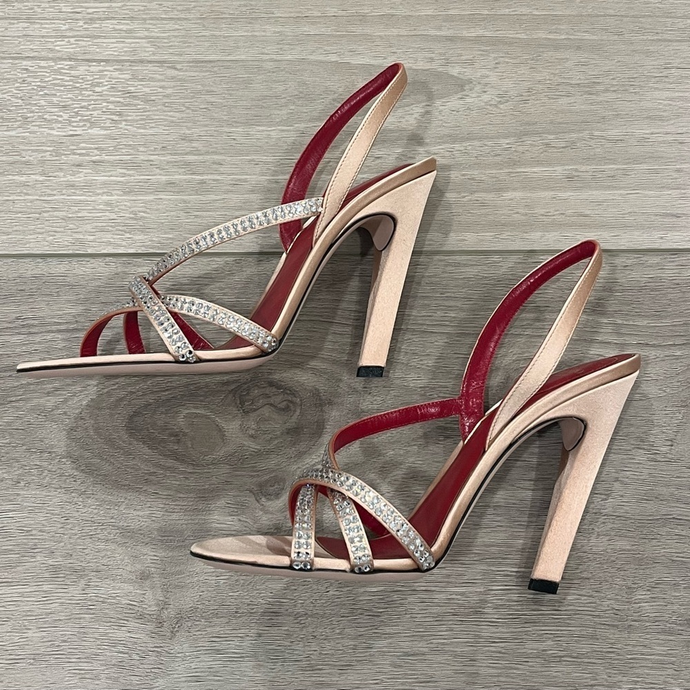 Valentino Garavani Dans Le Foyer Satin Sandal With Crystals 105 mm Size EU 38 - Picture 6 of 15
